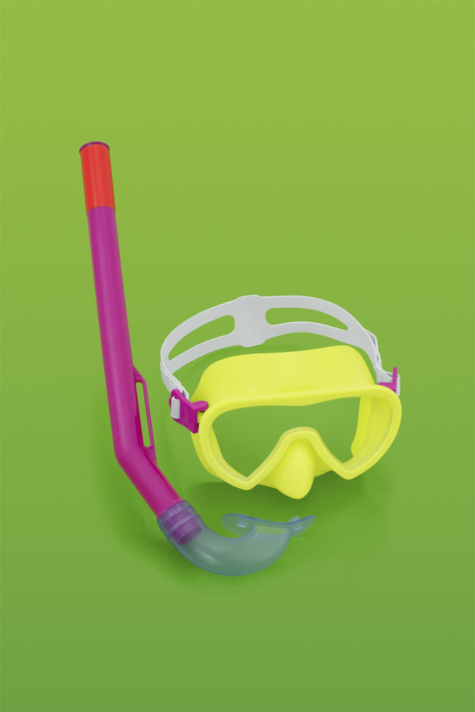 Nardymo rinkinys vaikams „Kaukė, plaukmenys, vamzdelis“, geltonas