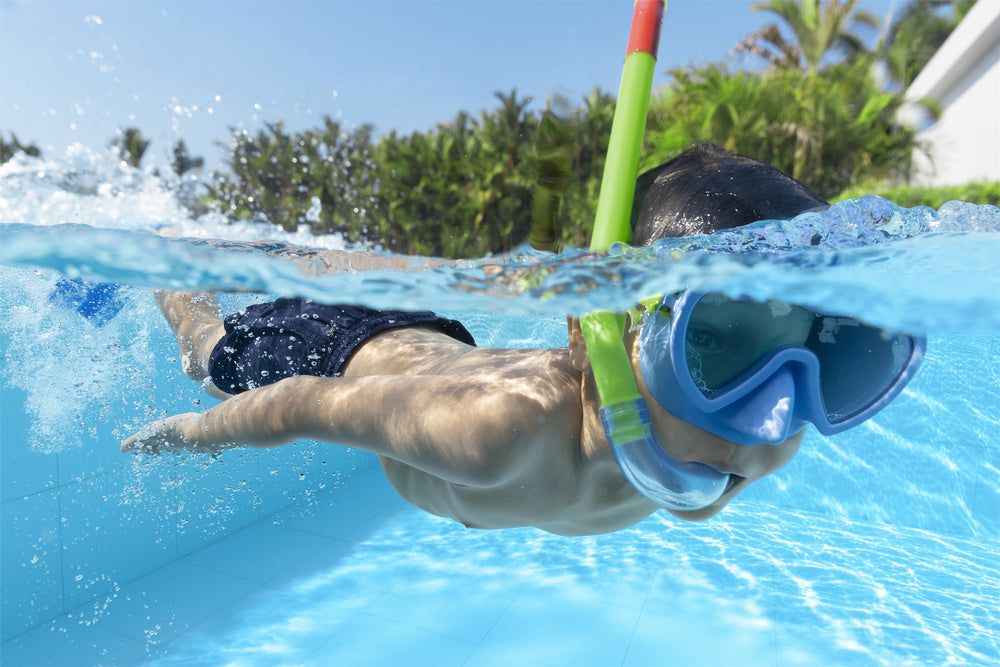 Nardymo rinkinys vaikams „Kaukė, plaukmenys, vamzdelis“, mėlynas