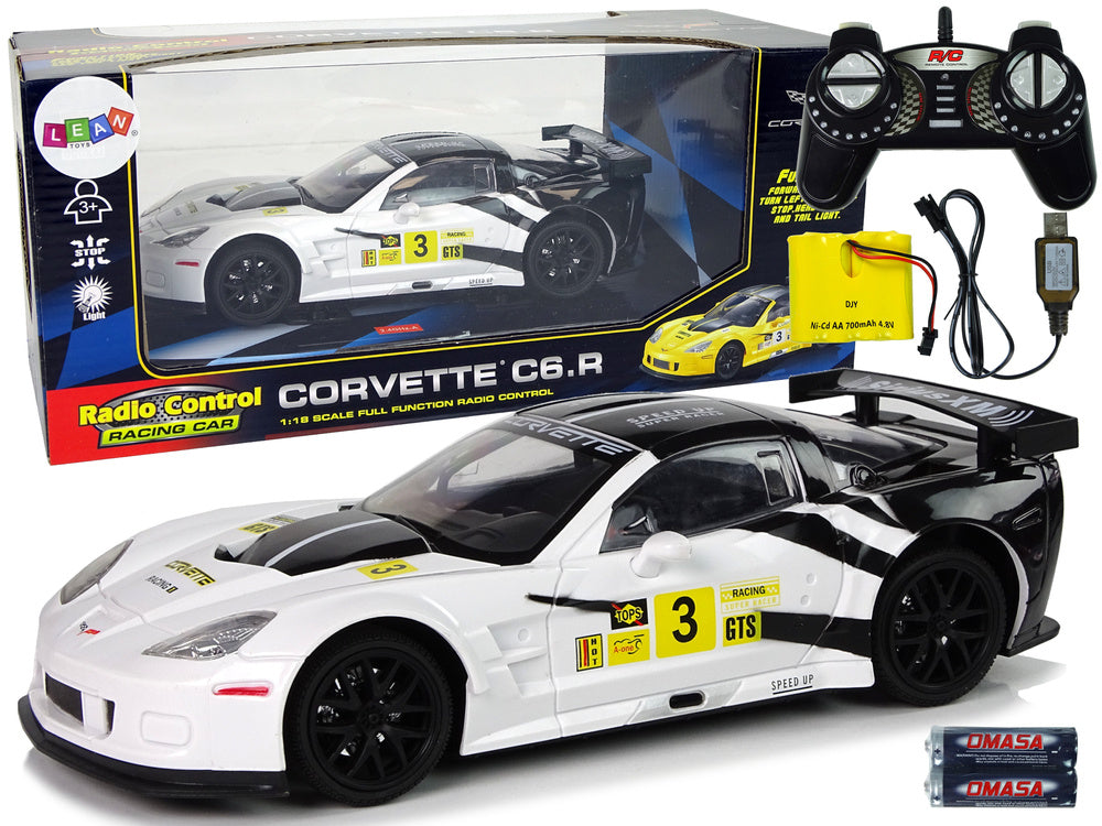 Radijo bangomis valdomas sportinis automobilis Corvette C6.R 1:18 baltas