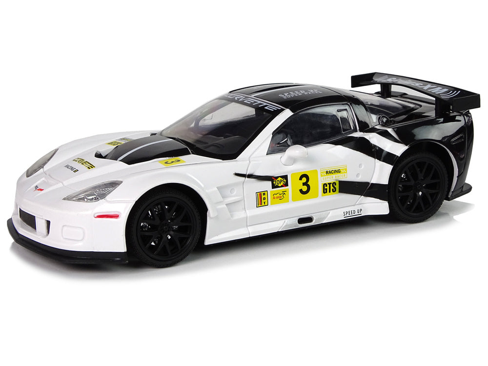 Radijo bangomis valdomas sportinis automobilis Corvette C6.R 1:18 baltas