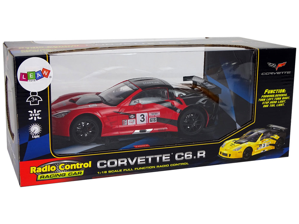 Radijo bangomis valdomas sportinis automobilis Corvette C6.R 1:18 raudonas