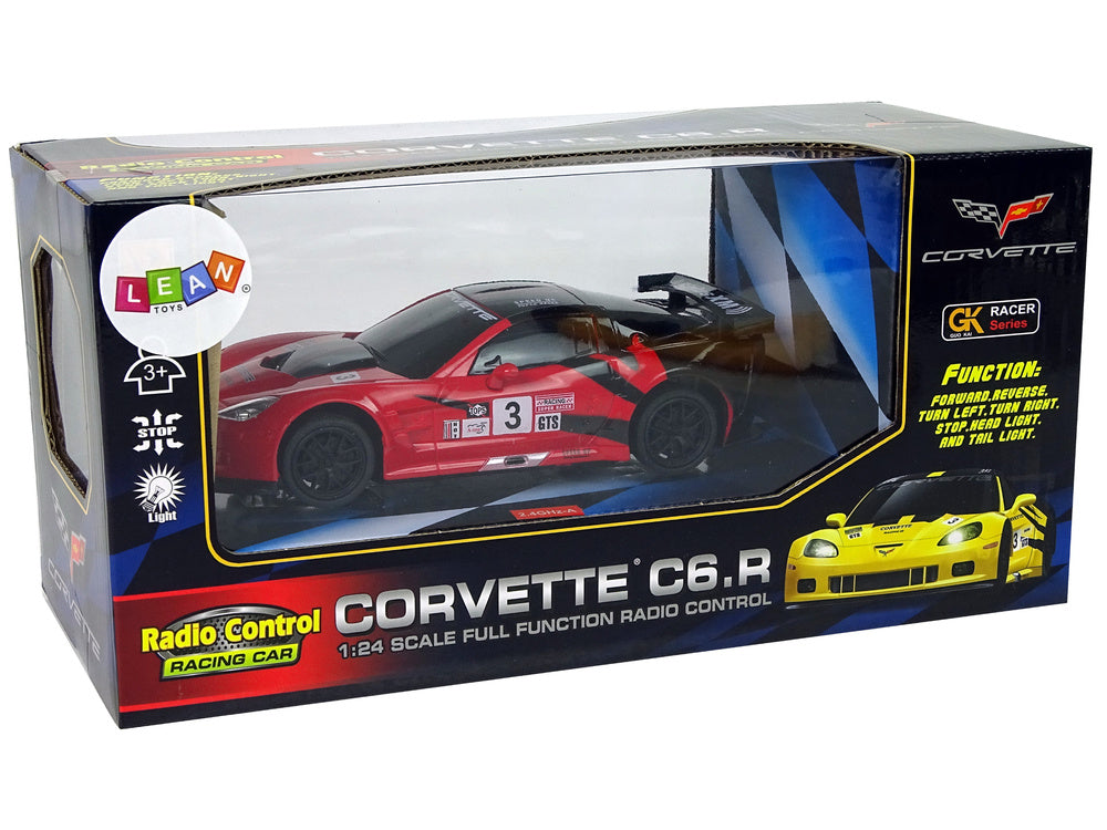 Nuotoliniu būdu valdomas sportinis automobilis Corvette, raudonas