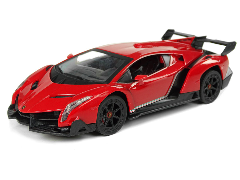 Radijo bangomis valdomas Lamborghini Veneno 1:24 raudonas su pulteliu