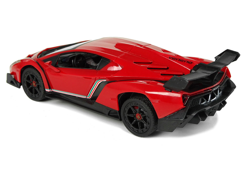 Radijo bangomis valdomas Lamborghini Veneno 1:24 raudonas su pulteliu