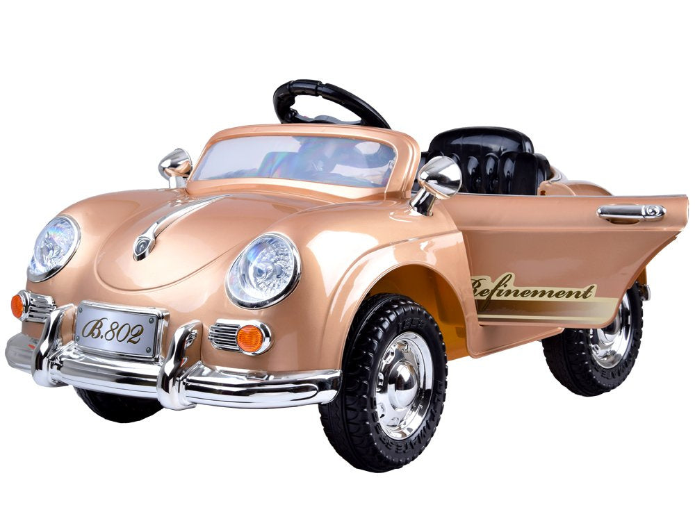 Vienvietis retro elektromobilis vaikams Befinement, auksinis lakuotas