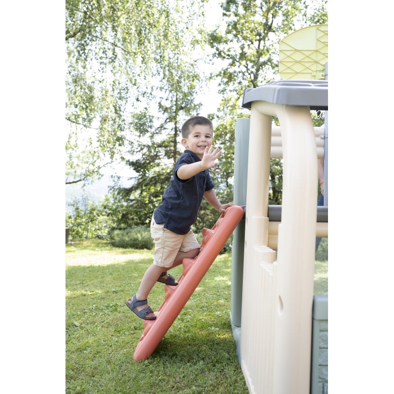 Žaidimų namelis su krepšini, futbolo vartais ir čiuožykla,  Smoby