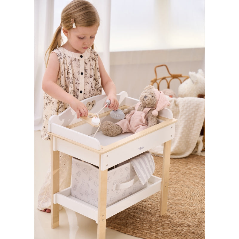 Medinis lėlių vystymo ir plovimo stalas 2in1, VIGA