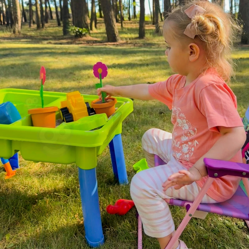 Vaikiškas vandens ir smėlio stalas 2in1 su priedais, WOOPIE