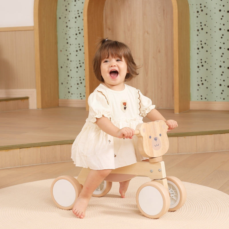 Medinis triratukas vaikams su meškiuko motyvu ir minkštais ratais, VIGA PolarB