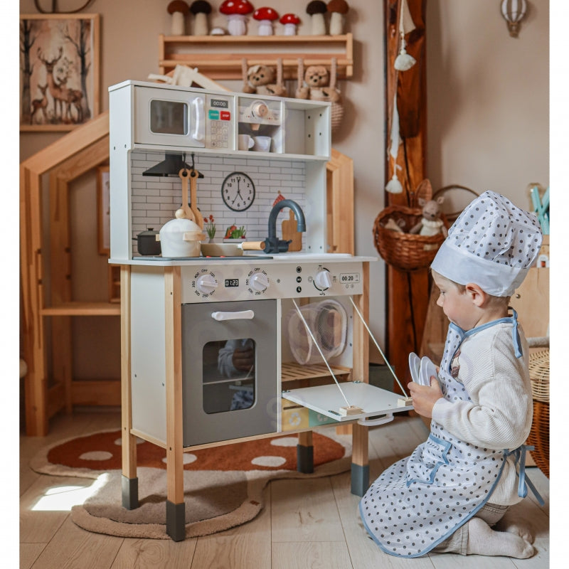 Interaktyvi medinė virtuvė su skalbimo mašina ir lenta, WOOPIE GREEN