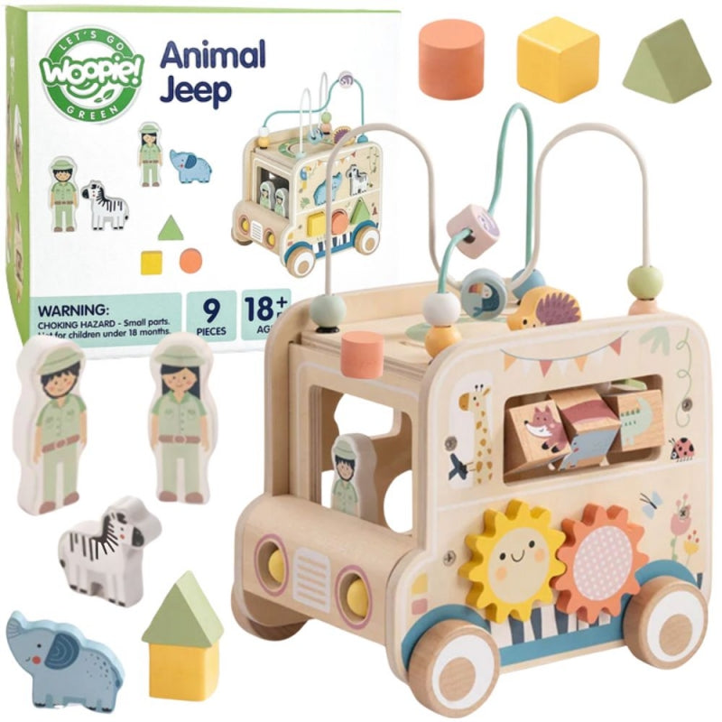 Medinis veiklos kubas - automobilis vaikams WOOPIE GREEN