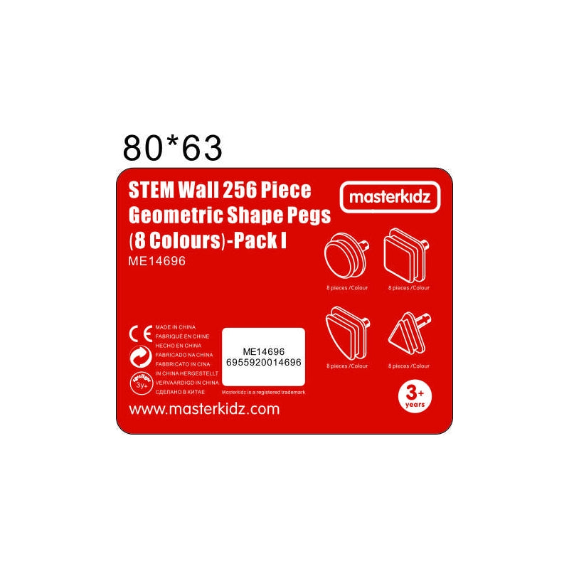 Geometrinių elementų rinkinys STEAM lentai 256 vnt., MASTERKIDZ