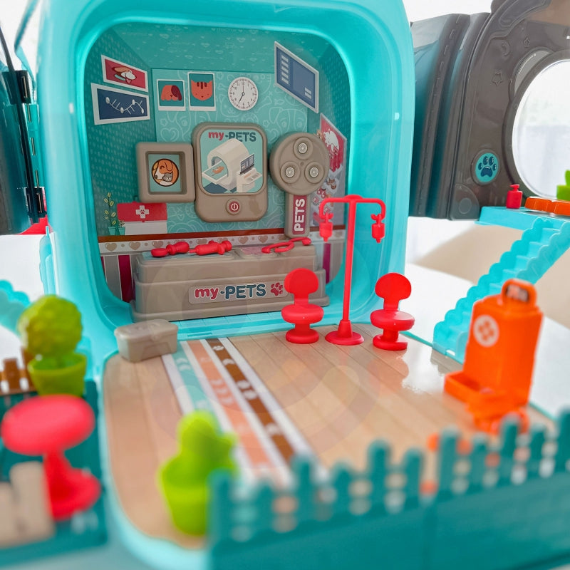 Lėlių namelis veterinarijos klinika 3in1 kuprinėje, WOOPIE