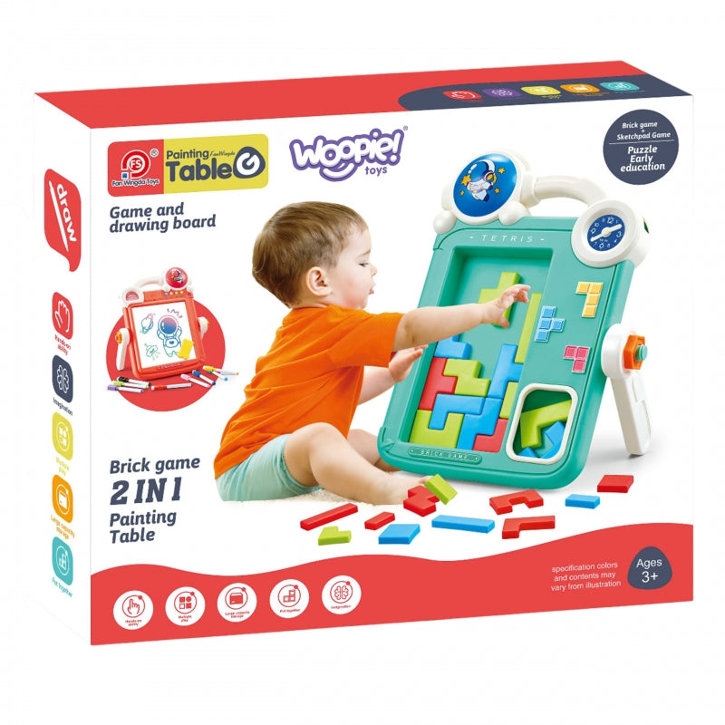 Dvipusė piešimo ir Tetris žaidimo lenta 2in1, oranžinė, WOOPIE