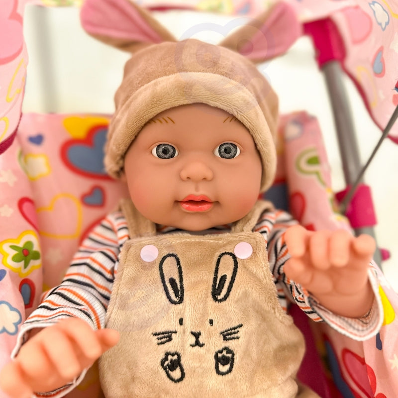 Lėlytė 46 cm su zuikučio apranga