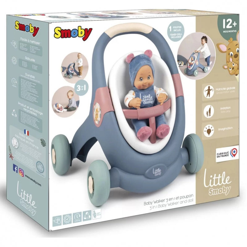 Lėlės vežimėlis 3in1 su lėle SMOBY Little Walker Push Toy