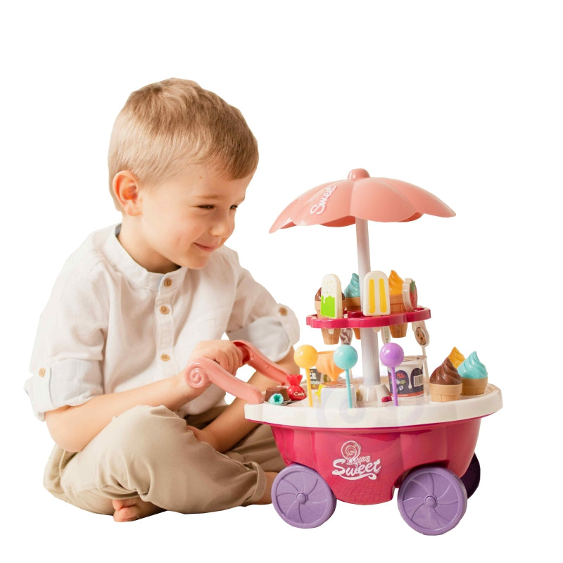 Ledų parduotuvė ant ratų su saldumynais 36 vnt. Šviesos ir garso efektai Woopie