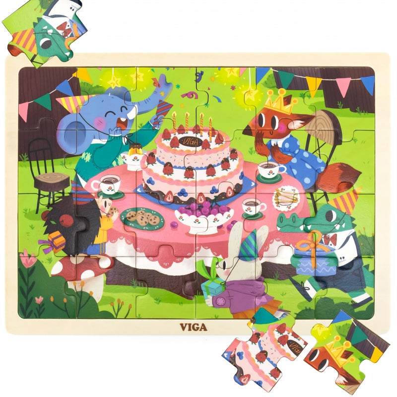 Medinė dėlionė, gimtadienio šventė, 24 el, VIGA
