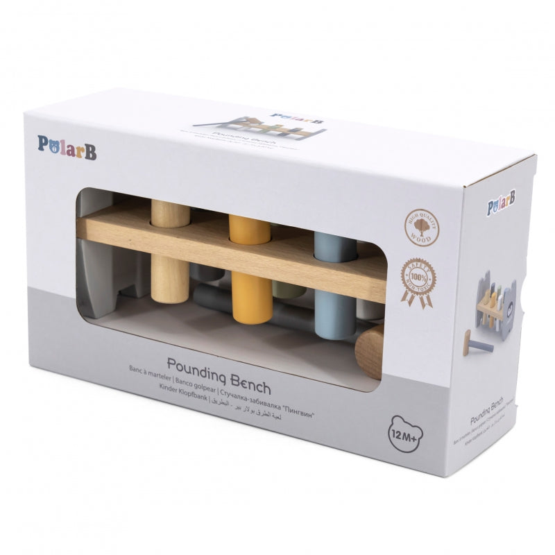 Medinis Montessori lavinamasis žaidimas su plaktuku, pilkas, Viga