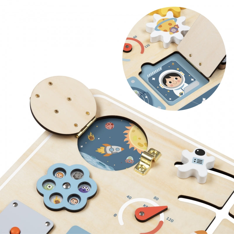 Medinė Montessori mokomoji lenta „Astronautas ir kosminis laivas“, TOOKY TOY