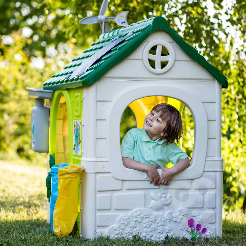 Žaidimų namelis su saulės baterija, eco rūšiavimu ir vėjo malūnėliu, Feber