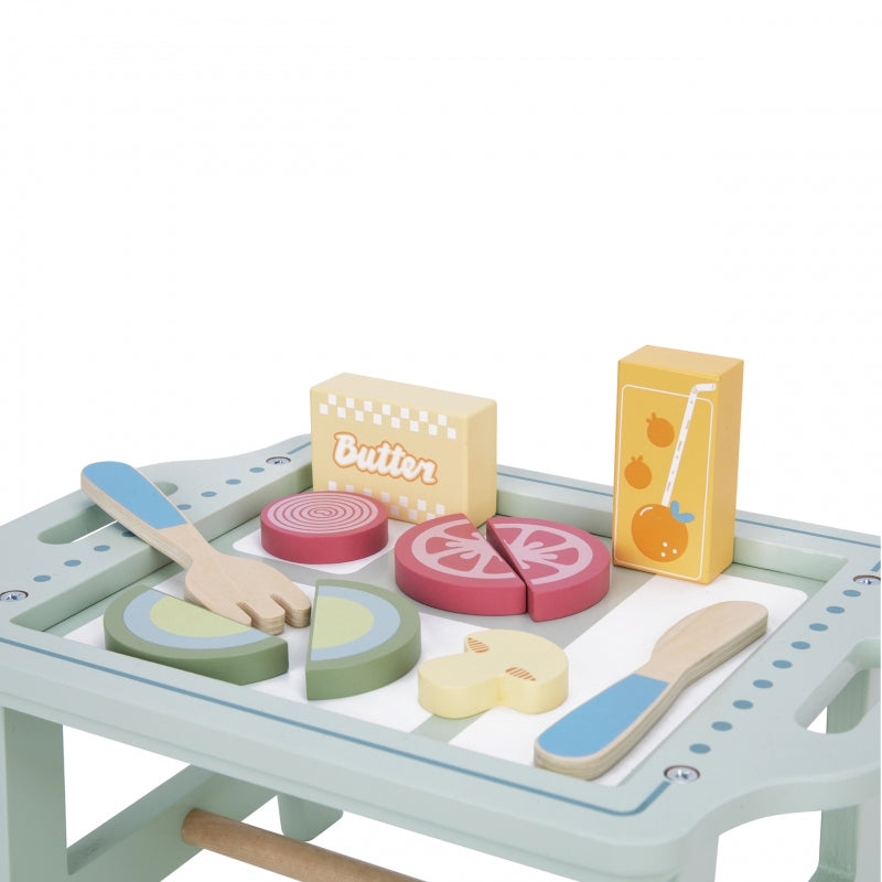 Medinis pusryčių rinkinys su padėklu ir priedais, WOOPIE GREEN