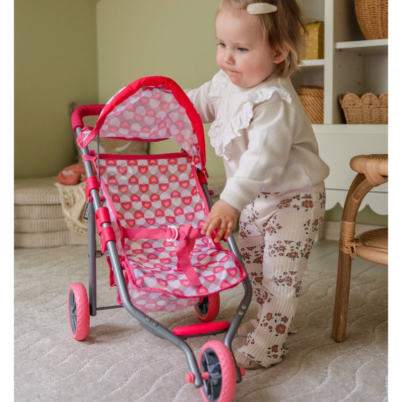 Triratis vežimėlis lėlėms, rožinis, WOOPIE