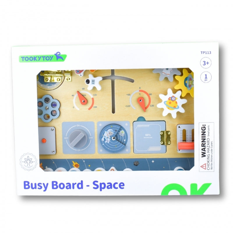 Medinė Montessori mokomoji lenta „Astronautas ir kosminis laivas“, TOOKY TOY