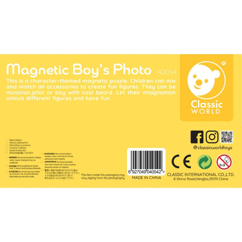 Medinė magnetinė dėlionė „Papuošk berniuką“ 32 detalės, Woopie