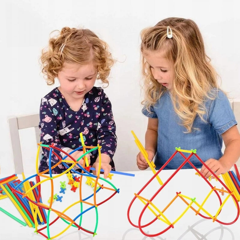 Statybinių šiaudelių rinkinys vaikams 800 vnt., WOOPIE