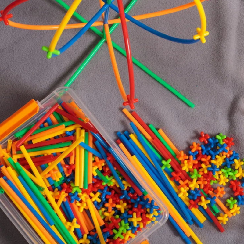 Statybinių šiaudelių rinkinys vaikams 500 vnt., WOOPIE