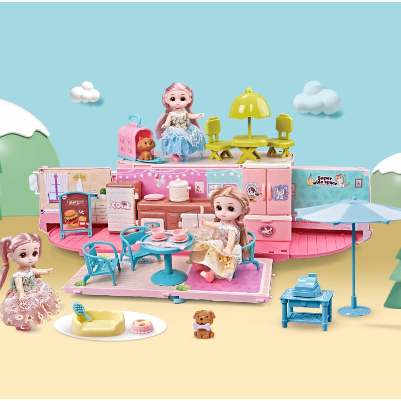 Kemperio ir lėlių namelio rinkinys 2in1 su šviesos ir garso efektais, WOOPIE