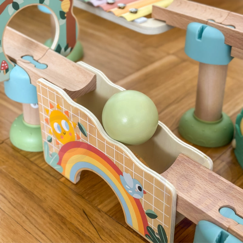 Medinis rutulių takelis su garso efektais FSC WOOPIE GREEN