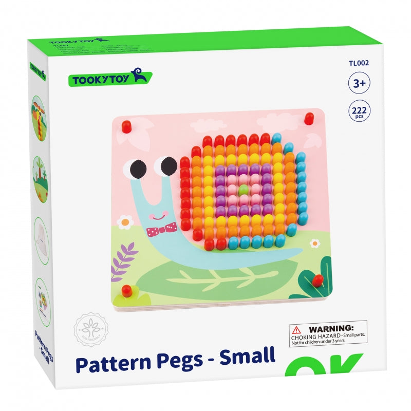 Spalvinga vaikiška puzlė 10 vnt. šablonų ir kaištukai, Tooky Toy