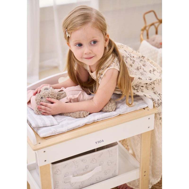 Medinis lėlių vystymo ir plovimo stalas 2in1, VIGA