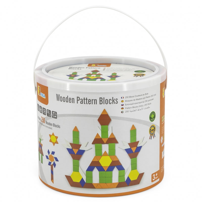 Medinių spalvotų kaladėlių rinkinys kibirėlyje 250 vnt. Viga