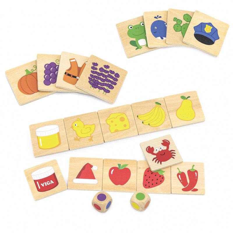 Edukacinė medinė Montessori dėlionė „Spalvos ir formos“ 38 el., VIGA