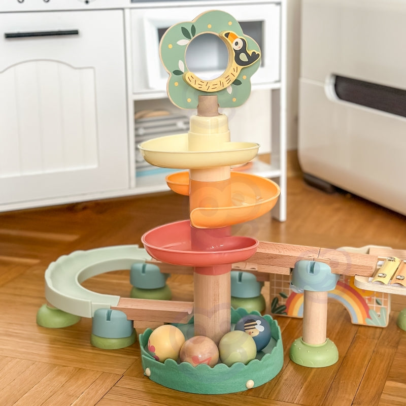 Medinis rutulių takelis su garso efektais FSC WOOPIE GREEN