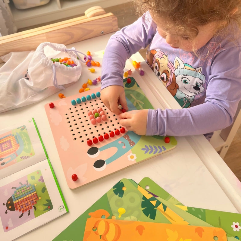 Spalvinga vaikiška puzlė 10 vnt. šablonų ir kaištukai, Tooky Toy