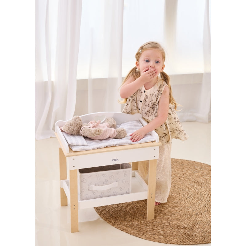 Medinis lėlių vystymo ir plovimo stalas 2in1, VIGA