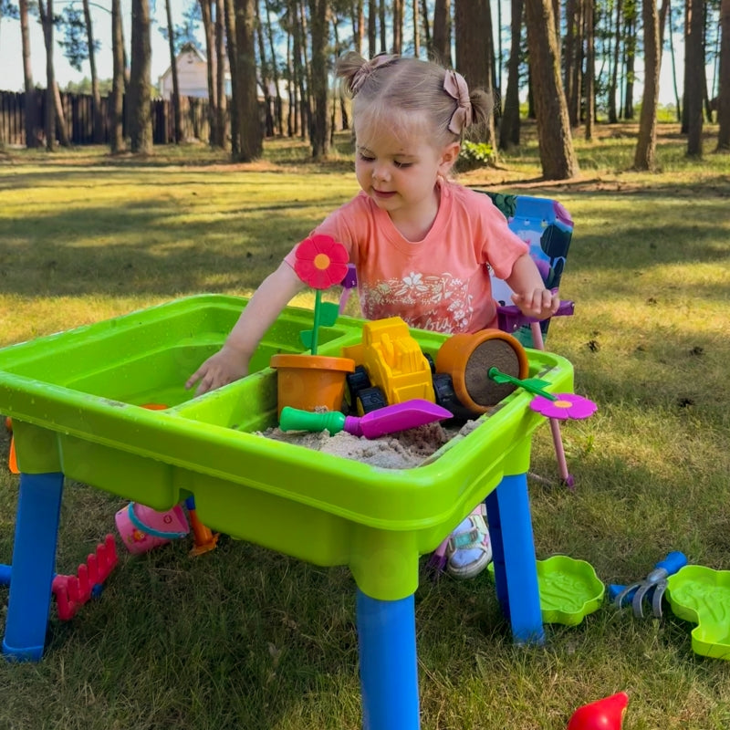 Vaikiškas vandens ir smėlio stalas 2in1 su priedais, WOOPIE
