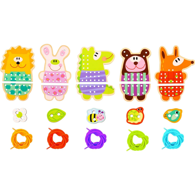 Medinis siuvimo rinkinys vaikams „Gyvūnai“ 5in1, WOOPIE GREEN