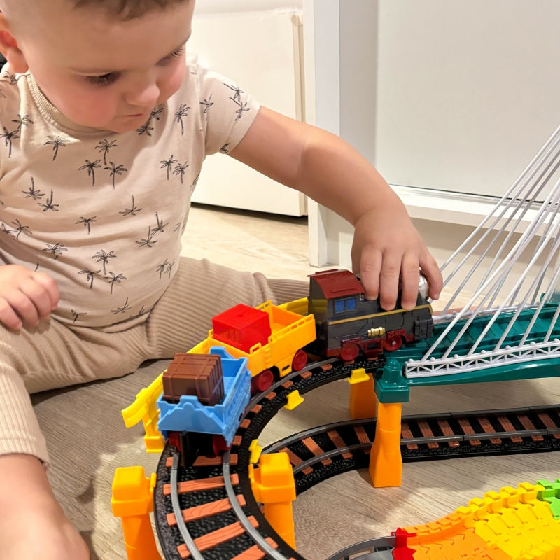 Trasa elektrinis geležinkelis 2in1 su automobiliu XXL 192 el. WOOPIE