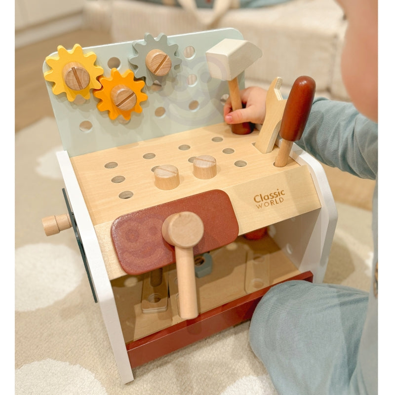 Medinės vaikiškos dirbtuvės su įrankiais CLASSIC WORLD