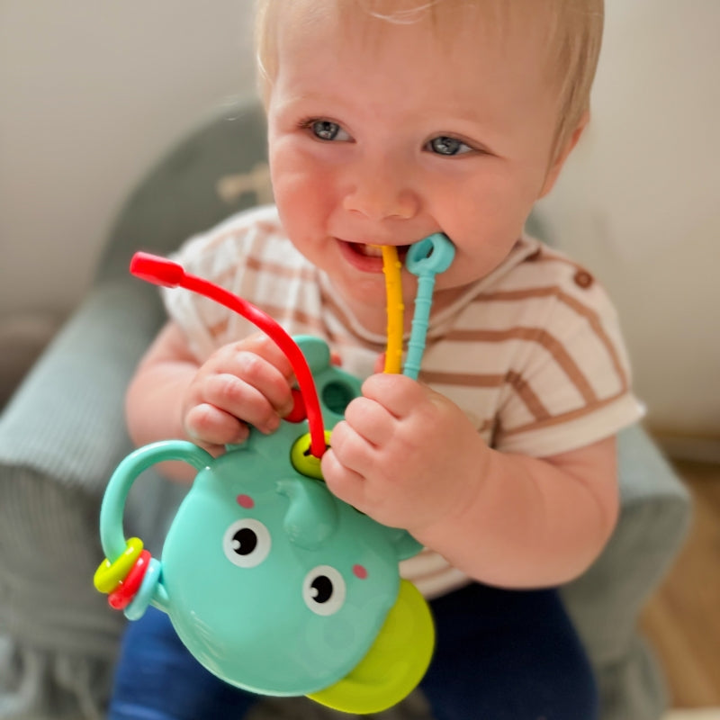 Montessori jutiminis kramtukas vaikams 4in1 „Dramblys“, WOOPIE BABY