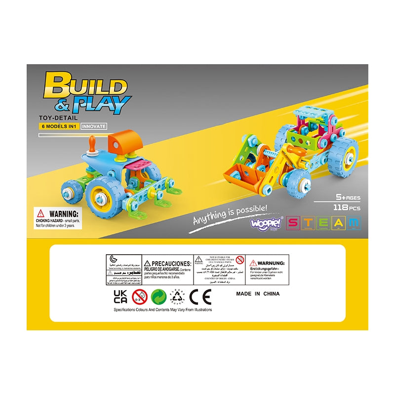 STEM konstruktoriaus rinkinys 6in1, transporto priemonės, WOOPIE