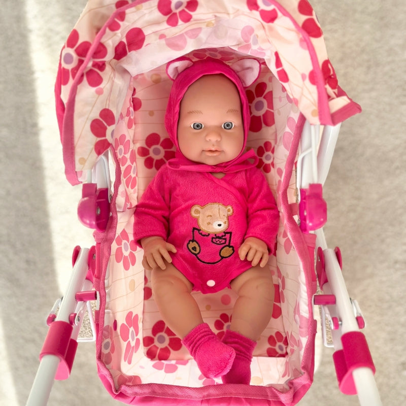 Lėlių vežimėlis su reguliuojama rankena, WOOPIE