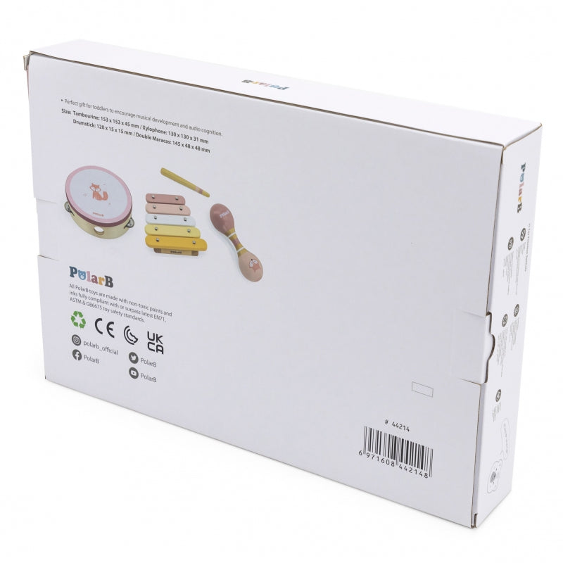 Medinių muzikos instrumentų rinkinys vaikams, rožinis, VIGA PolarB