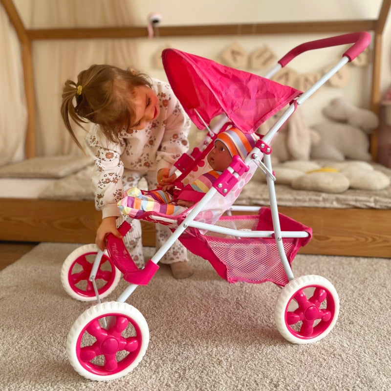 Žaislinis lėlių vežimėlis, rožinis, WOOPIE