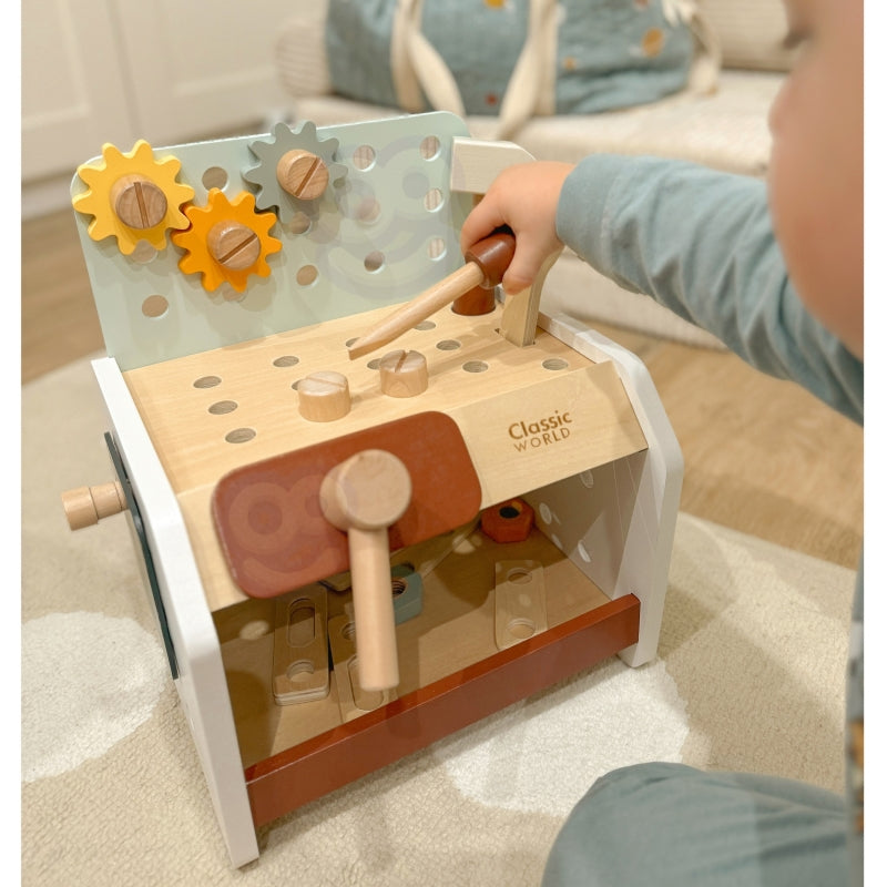 Medinės vaikiškos dirbtuvės su įrankiais CLASSIC WORLD